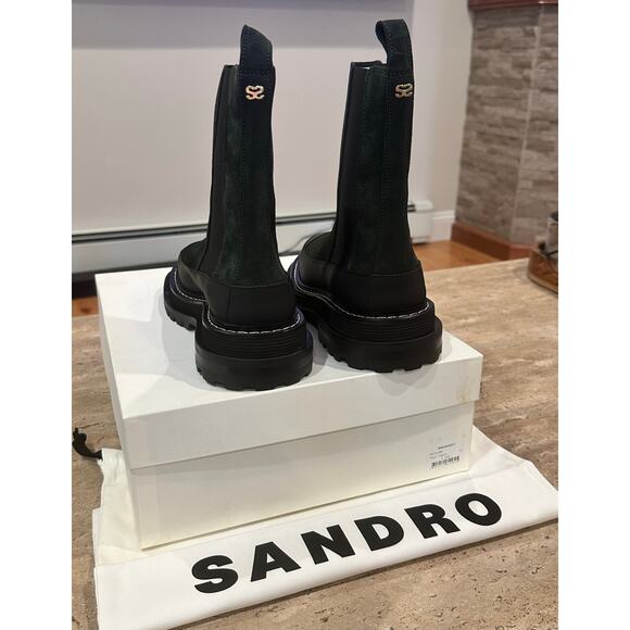 NEW Sandro Liam Chelsea Boot Green Leather Size 36 - Picture 7 of 10